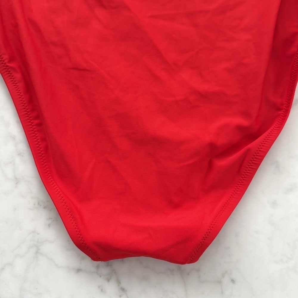 J.Crew Red One Shoulder Bow Swimsuit Size 8 Bright Cerise One Piece Bathing Suit - Picture 4 of 5